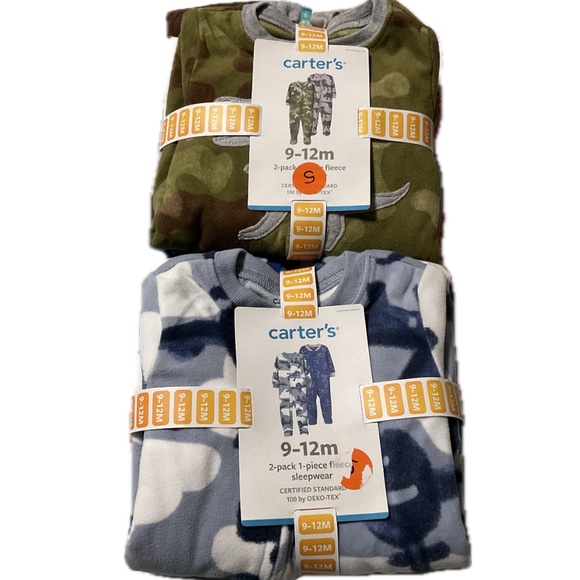 Carter’s boys 9-12 mo fleece sleepwear, 4 piece New